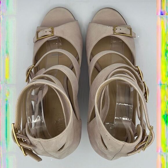 Chloé Buckled Wedge Pink Suede Sandals US 10/ EU 40 - Picture 6 of 11